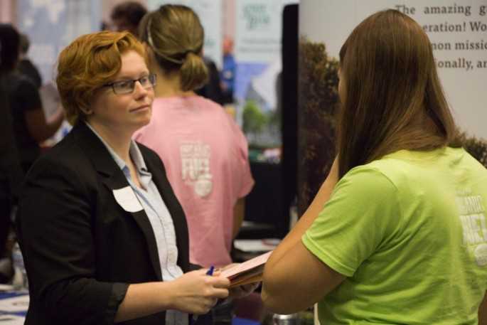 UWL student Sarah Seguine-Hall meets with prospective employers at UWL’s Career Fair last fall.
Read more →
