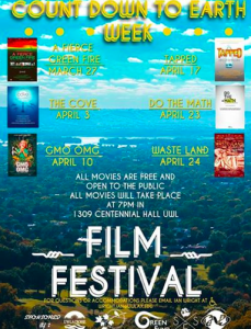 Poster for film festival with film names and dates.