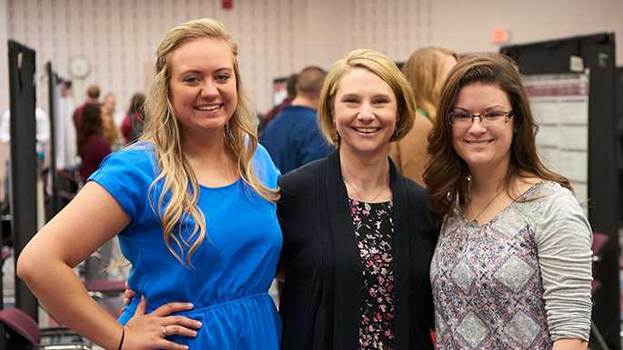 Cordial Gillette, assistant professor of Exercise and Sport Science, received a course-embedded research grant for $2,000 from UWL’s Office of Undergraduate Research and Creativity to use in her Rehabilitation for Athletic Trainers class. Here she is pictured at center with athletic training majors who participated in the project from left, Hannah Johnson and McKenzi Wermund.
Read more →
