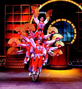 Photo of Golden Dragon Acrobats performing. 