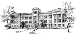 Drawing of Graff Main Hall. 