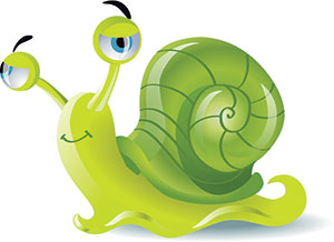Green snail caricature.