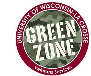 Image that says Green Zone University of Wisconsin-La Crosse Veteran Services