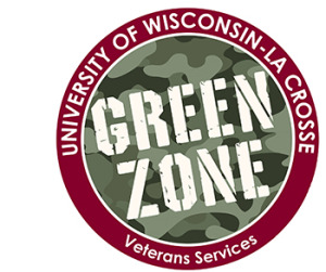 Image that says Green Zone University of Wisconsin-La Crosse Veteran Services