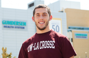 Shaun in front of Gundersen Health System. 