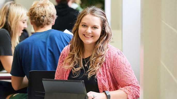 Katelin Harned initially came to campus because of its picturesque setting. But she found much more — engaging faculty, staff and students. The international business and economics major will work in the internal audit department at the Federal Reserve Bank of Minneapolis after graduating in December. 
Read more →
