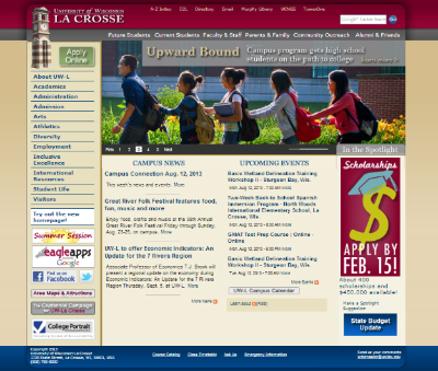 image of UW-L homepage in 2011. 