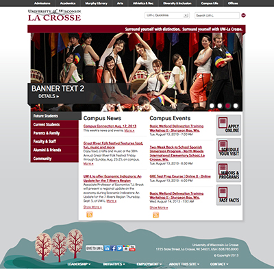 image of UW-L's new homepage.