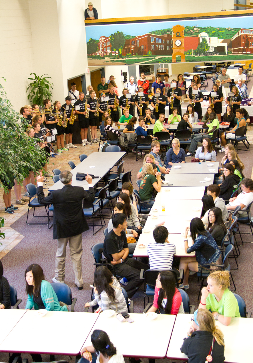 IceCream7352w Overview of students and marching band.