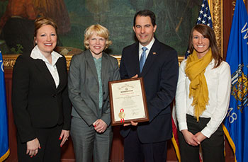 Photo of Governor with staff. 