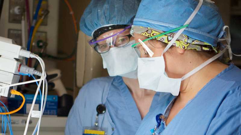 Jessica Peterson, CRNA and program director, Franciscan Healthcare School of Anesthesia, left, working with Amy Tevis, a 2017 alumna of the school while she was a student.  Peterson graduated from the program in 2009 and went on to become a local CRNA, until eventually transitioning into the assistant director of the program and then director. Photography by Teresa Hase, Mayo Clinic Health System.
Read more →