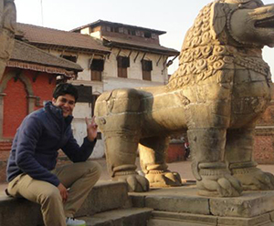 Suresh Kandel pictured at a Lions monument in Nepal.