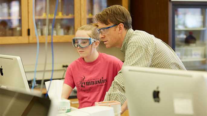 Zoey Good, undergraduate biochemistry major, with John May, assistant Professor, Department Chemistry & Biochemistry in CHM 419: Advanced Biochemistry Lab. A research-embedded experience within this lab is just one of the impressive parts of UWL’s Biochemistry curriculum which helped it earn national accreditation in January. 
Read more →
