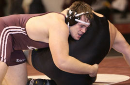 Photo of Dan Laurent wrestling. 