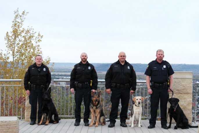 La Crosse Police K9’s and their handlers pose for a picture. UWL Freshman Jenna Goulet is organizing a fundraiser to get new ballistic vests for the dogs. Photo Courtesy La Crosse Police Department.
Read more →
