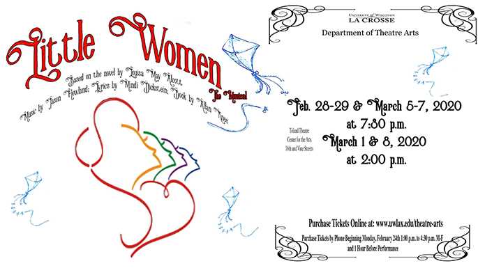 UWL Theatre Arts Department will present the musical, “Little Women.” Curtain time is 7:30 p.m. Feb. 28 and 29, as well as March 5-7. Matinees run at 2 o’clock Sundays, March 1 and 8. All performances are in Toland Theatre, Center for the Arts, 333 N 16th St.
Read more →