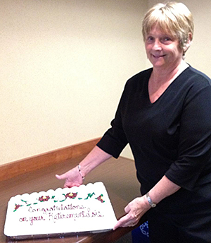 Lois_11_2012w Photo of Lois Stuhr with cake.