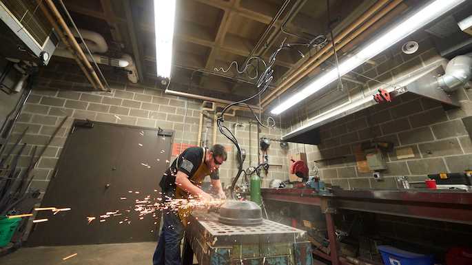 After polishing his metalsmithing skills in the UWL Art Department, student Travis Trzecinski volunteered to restore a sculpture that was in need of repair in Cartwright Center. That sculpture is now finished and on display in the lower level of the new Student Union. 
Read more →
