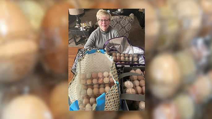 Ginny Moore, ’83, with her 28 dozen of eggs laid by her 40 hens, prior to taking them to the food pantry in Richland Center. 
Read more →
