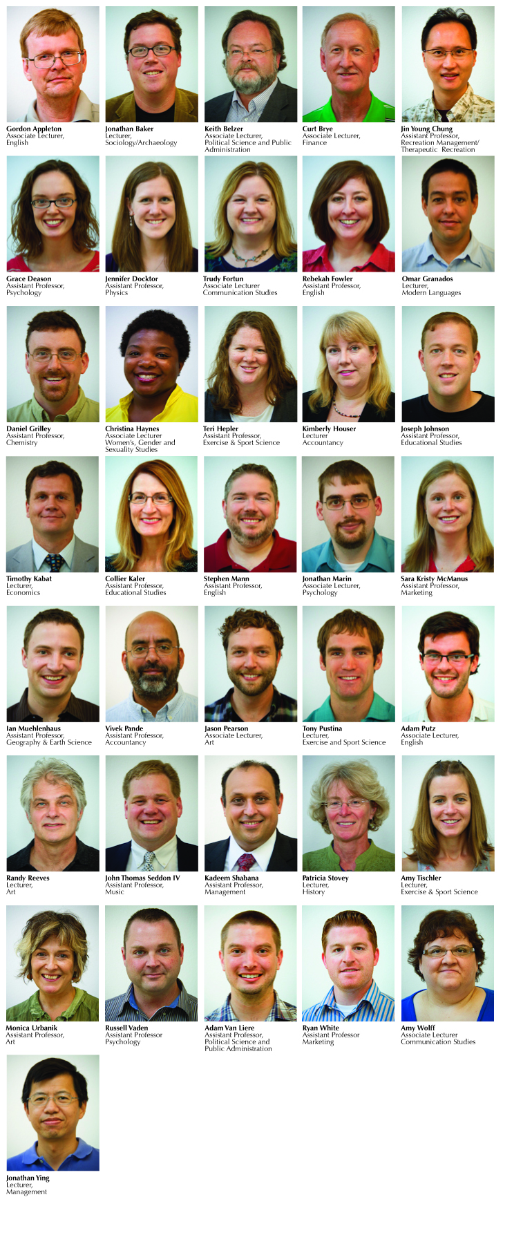 New faculty and staff photos. 