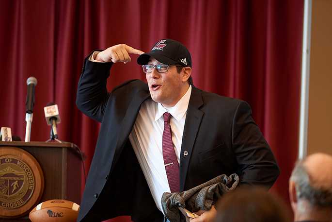 Press Conference; Activity; Speaking; Buildings; Cleary; Location; Inside; Objects; Eagle L; People; Athlete Athletics; Type of Photography; Candid; UWL UW-L UW-La Crosse University of Wisconsin-La Crosse; Winter; February; Mike Schmidt kim blum dave johnson
Read more →
