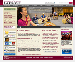 NewHomepage Screen shot of UW-L's new home page.