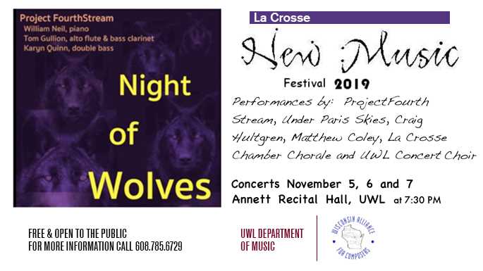 The 2019 La Crosse New Music Festival runs Tuesday-Thursday, Nov. 5-7, in Annett Recital Hall, Center for the Arts, 333 N. 16th St.
Read more →