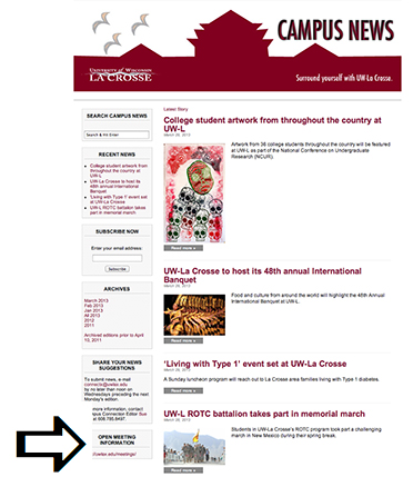 Photo of Campus News page. 