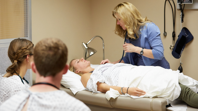 Sandra Sieck, UWL’s PA program director, demonstrates during a class in  the Physician Assistant Studies program.
Read more &rarr;

