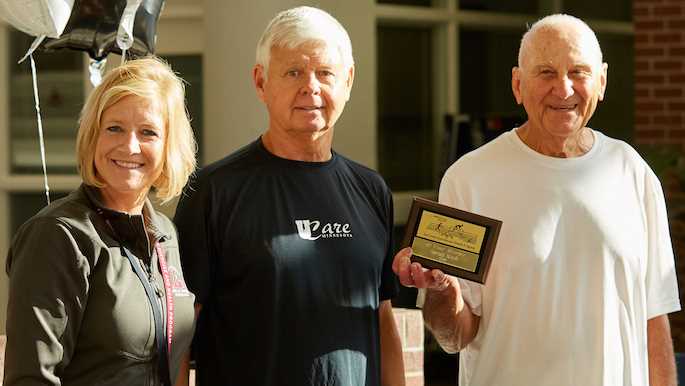 Long-term community participants in UWL’s La Crosse Exercise and Health Program were recognized during a celebration of the program’s 45 years on Monday, Sept. 26. From left are, LEHP Program Director Kim Radtke; John Stange, participant; and Gerald Koch, 40-year participant. 
Read more →
