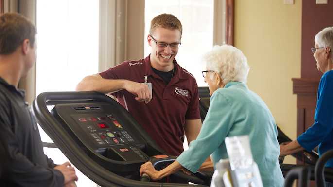 UWL Doctorate of Physical Therapy student Jeremie Schiedermayer talking to a resident during a 13-week falls prevention program at Eagle Crest North, a Bethany Lutheran Homes senior community in Onalaska.
Read more →

