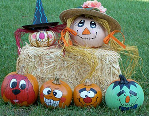 Painted pumpkins.