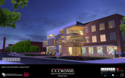 Artistic drawing of new student union.