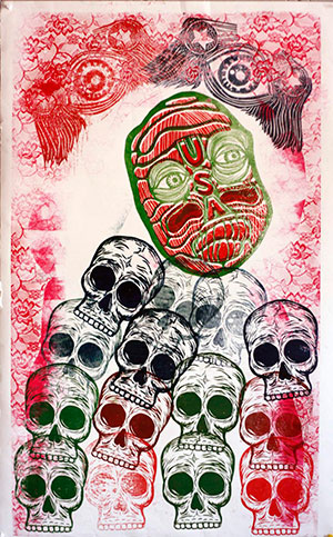 Artwork with skulls. 
