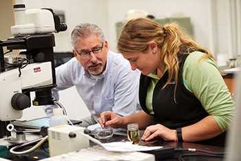 Wisconsin State Professor of the Year for 2015 Roger Haro works with student Megan Hess in a biology lab.
Read more →