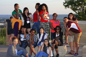 Image of Rufus King students July 2014 posing at the Grandad Bluff park. 