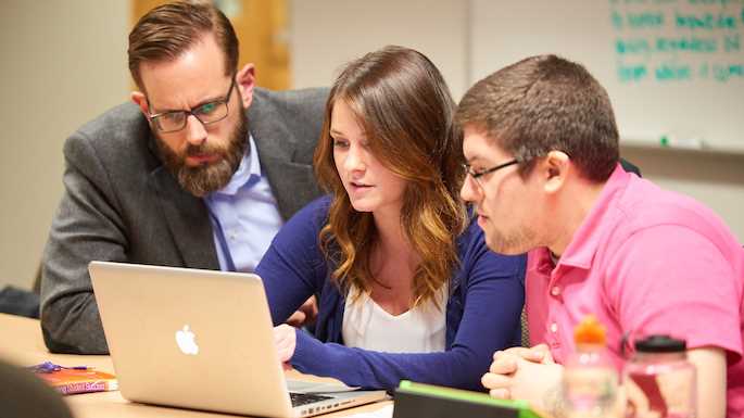 From left, Jörg Vianden, associate professor of SAA and department chair, Kaylie Connaughty and Adam Szalacinski during an SAA program class in 2016. Connaughty now works in UWL Admissions.
Read more →
