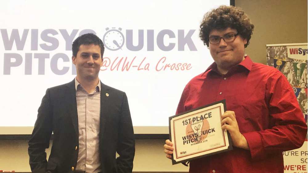 Salvatore Skare, right, Computer Science, earned first place at the competition for his presentation on “Using a Recurrent Neural Network and Articulatory Synthesis to Accurately Model Speech Output.” Skare is pictured with Tony Hanson, of WiSys.
Read more →
