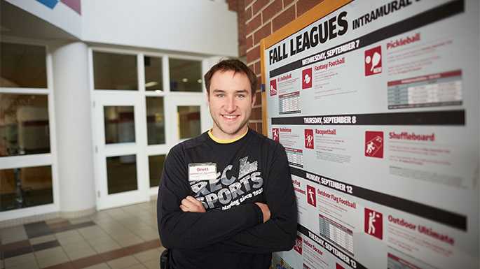 UWL senior Brett Simon, a psychology major with minors in history and recreation management, works at UWL’s Recreational Eagle Center. He is one of more than 1,750 students employed at UWL. 
Read more →

