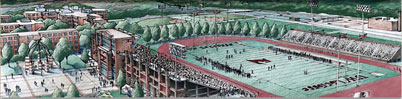 Artwork of sports complex. 