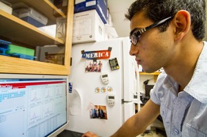 Student Alli Jandal analyzes data on a computer screen. 