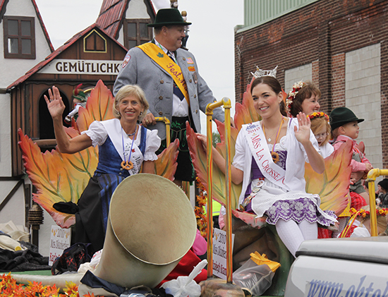 Karla Stanek on a float in the Maple Leaf Parade.