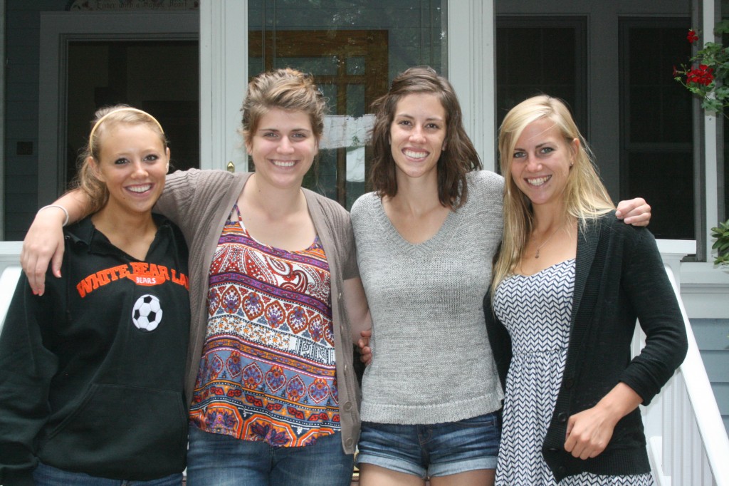 UW-L students and recent graduates who contributed to the website pose for a picture. Included are from left, Alycia Brun, Karli Dahl, Caitlin Cullen and Corina Colon.