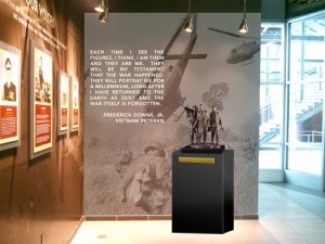 Computerized rendering of the Three Soldiers sculpture being unveiled in the Hall of Honor.