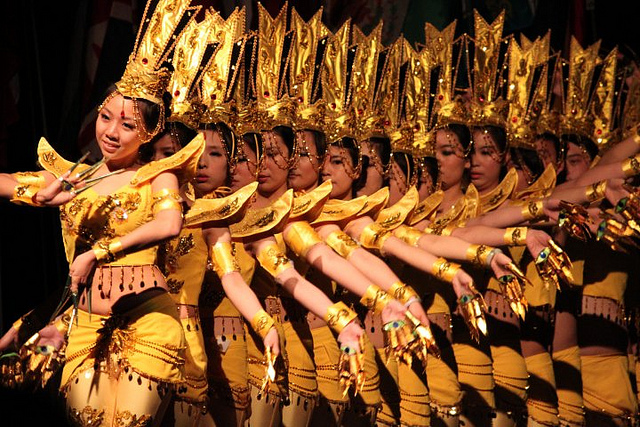 Dancers in costumes. 