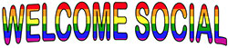 Welcome words in rainbow colors. 