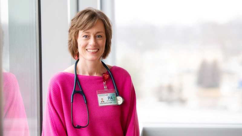 Alum Kirsten Bucher, a breast cancer survivor, now helps others dealing with the disease as a physician assistant at Gundersen Health System.