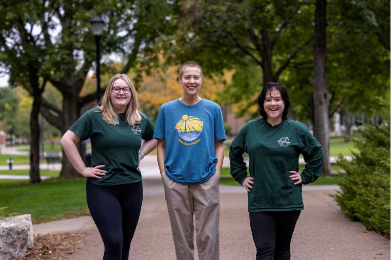 From left, Avery Frankl, Gretta Kraus and Samantha Meister are UWL's inaugural Community Engaged Fellows. The program provides students with high-impact learning opportunities at local nonprofits.