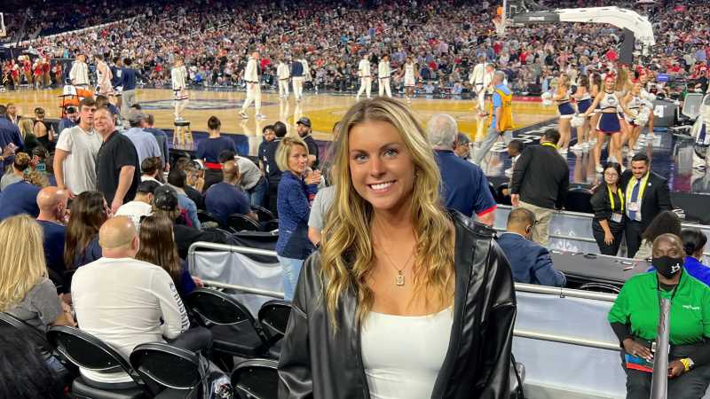 UWL senior Madeline Gile attended this year's men's basketball Final Four through her internship with the sports business program Living Sport.