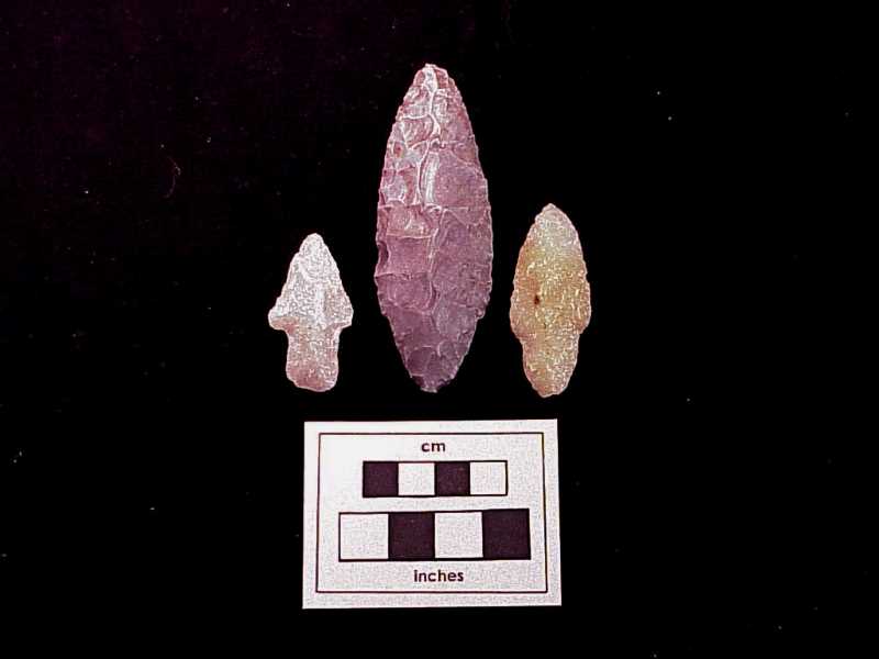 These three Woodland tradition spearpoints from the Woodland cultural tradition are about 1,000-2,000 years old. MVAC and UW-La Crosse archaeologists will be available to identify artifacts and answer questions about artifacts at the annual Mississippi Valley Archaeology Center Artifact Show from 10 a.m.-5 p.m. Saturday, March 4, at Valley View Mall.